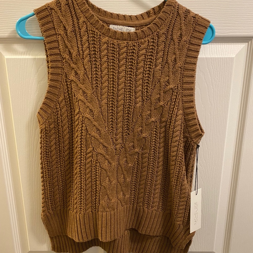 Rachel Zoe brown sweater vest never worn size small